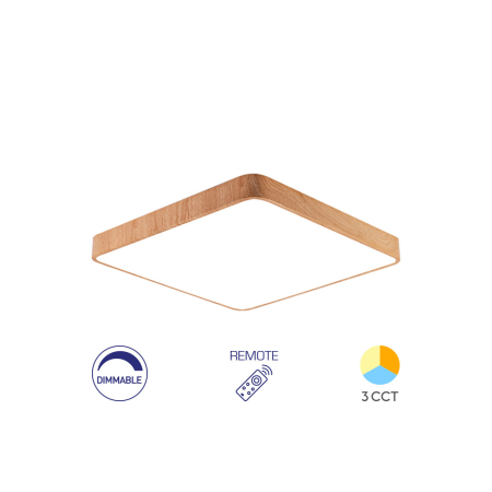 Aplice & Plafoniere - PLAFONIERA LED 45W TELECOMANDA LEMN BLADE SQR
