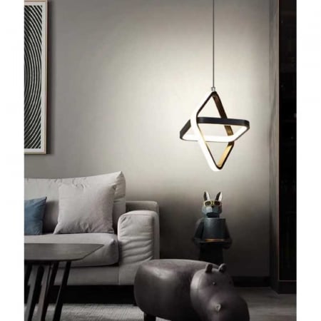 Lustre LED Suspendate - Plafoniera LED Negru Led Lumina Calda Neutra Rece 26W
