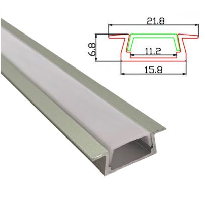 Surse Iluminat - Profil banda LED, montaj incastrat, aluminiu, 2  m
