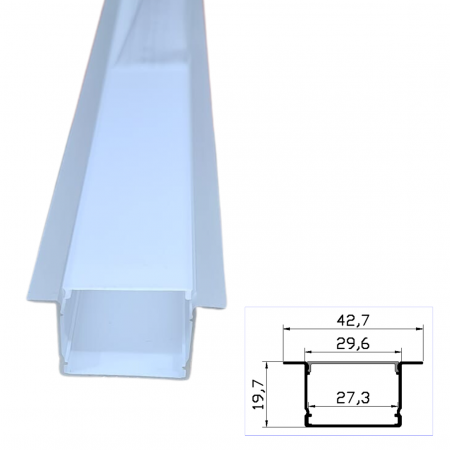Profil Banda LED - Profil banda LED, montaj incastrat, aluminiu, 2  m