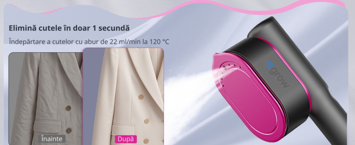 Aparat De Calcat Cu Abur 5 In 1, eGROW®, 1200W, 5 Moduri Reglabile, Afisaj LCD, Incalzire 15 Secunde, Vertical Si Orizontal, Functie Umeda/Uscata, Manusa Protectie Inclusa, Portabil Pentru Haine, Drap [15]