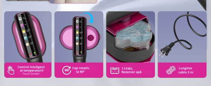 Aparat De Calcat Cu Abur 5 In 1, eGROW®, 1200W, 5 Moduri Reglabile, Afisaj LCD, Incalzire 15 Secunde, Vertical Si Orizontal, Functie Umeda/Uscata, Manusa Protectie Inclusa, Portabil Pentru Haine, Drap [17]