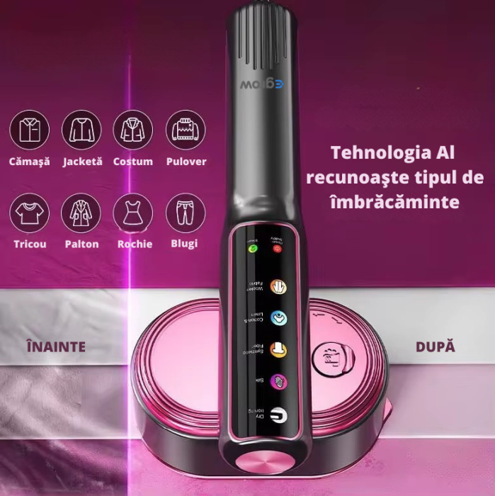 Aparat De Calcat Cu Abur 5 In 1, eGROW®, 1200W, 5 Moduri Reglabile, Afisaj LCD, Incalzire 15 Secunde, Vertical Si Orizontal, Functie Umeda/Uscata, Manusa Protectie Inclusa, Portabil Pentru Haine, Drap [3]