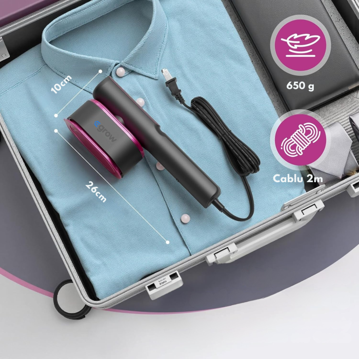 Aparat De Calcat Cu Abur 5 In 1, eGROW®, 1200W, 5 Moduri Reglabile, Afisaj LCD, Incalzire 15 Secunde, Vertical Si Orizontal, Functie Umeda/Uscata, Manusa Protectie Inclusa, Portabil Pentru Haine, Drap [9]