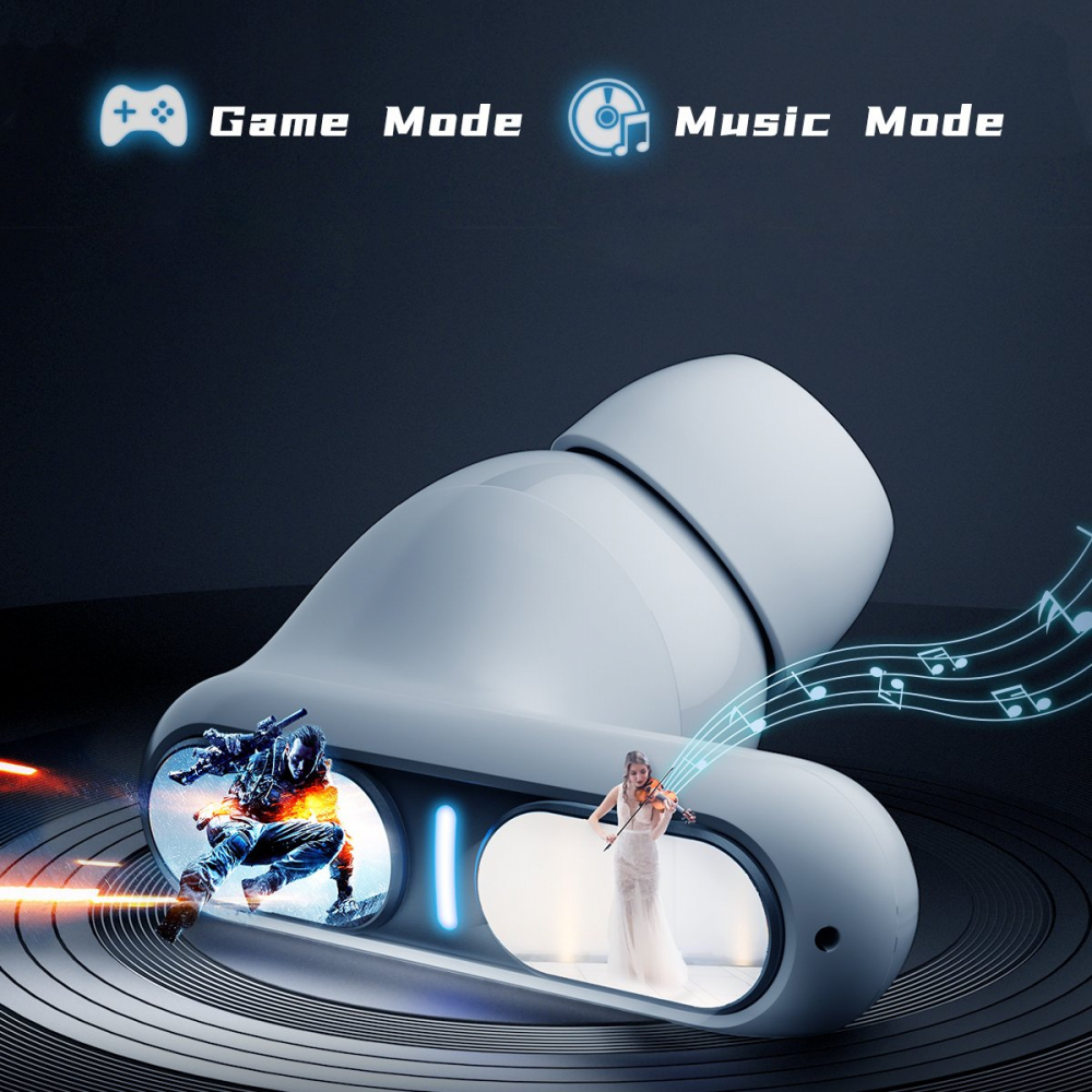Casti Wireless Audio Zendo® THETA PRO, fara fir, Bluetooth 5.3, Microfon, Control tactil, Noise Cancelling, Carcasa magnetica, Rezistente la apa, Latenta redusa, Universale, Culoare Alb [6]