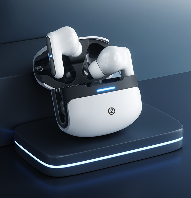Casti Wireless Audio Zendo® THETA PRO, fara fir, Bluetooth 5.3, Microfon, Control tactil, Noise Cancelling, Carcasa magnetica, Rezistente la apa, Latenta redusa, Universale, Culoare Alb [8]