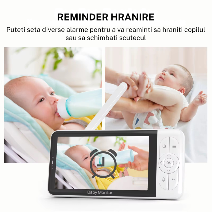 Baby Monitor Smart WiFi 3in1 Lumini Ambientale eGROW® DUO MAX 5” 2K Multi View, Aplicatie Smartphone/Tableta, Detectie AI Temperatura, Miscare, Sunet, Umiditate, Night Vision,, Sunet Bidirectional [7]
