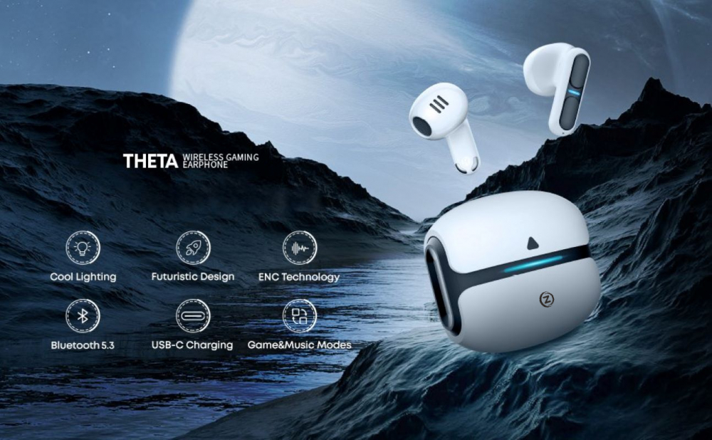 Casti Wireless Audio Zendo® THETA PRO, fara fir, Bluetooth 5.3, Microfon, Control tactil, Noise Cancelling, Carcasa magnetica, Rezistente la apa, Latenta redusa, Universale, Culoare Alb [4]