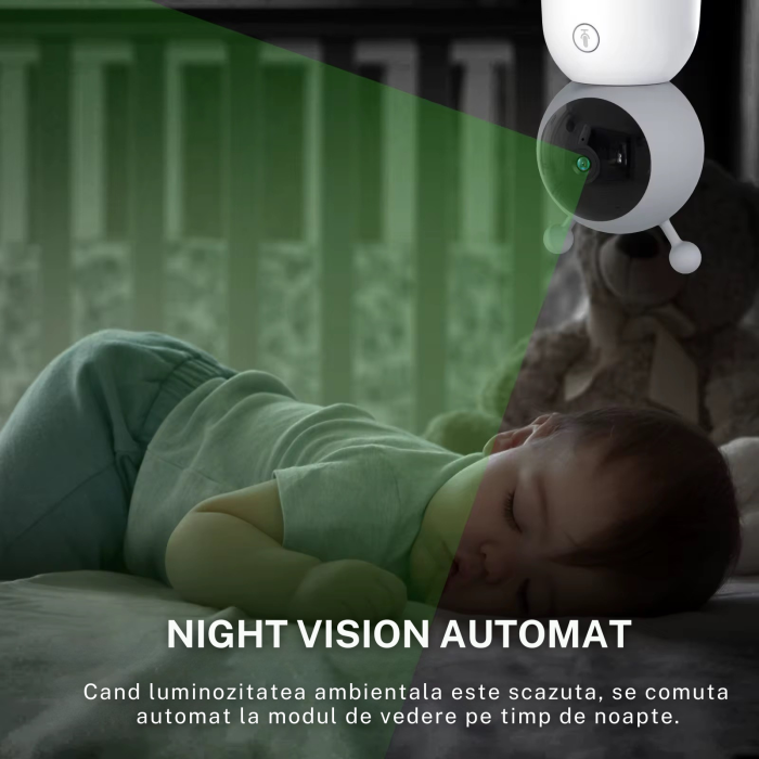 Baby Monitor Smart WiFi 3in1 Lumini Ambientale eGROW® DUO MAX 5” 2K Multi View, Aplicatie Smartphone/Tableta, Detectie AI Temperatura, Miscare, Sunet, Umiditate, Night Vision,, Sunet Bidirectional [4]