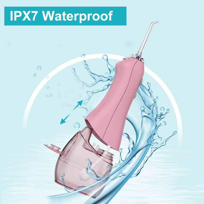 Irigator Oral Profesional pentru Dus Bucal H2ofloss® Premium, 10 duze, 5 trepte de presiune, Baterie 2500mAh, Gravity Ball, 1200 pulsatii/minut, Protectie supraincalzire, Rezistenta la apa IPX7, Geant [7]