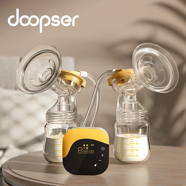 Pompa de San Electrica Dubla Doopser DPS-002 Premium, Acumulator Autonomie 3h, Functii stimulare, Masaj, 2 biberoane, LED touch screen, Silentioasa, Portabila, Alb [4]