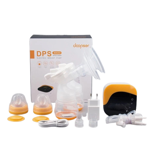 Pompa de San Electrica Dubla Doopser DPS-002 Premium, Acumulator Autonomie 3h, Functii stimulare, Masaj, 2 biberoane, LED touch screen, Silentioasa, Portabila, Alb [10]