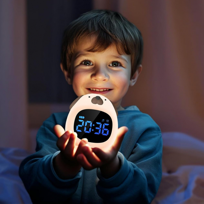 Ceas digital inteligent cu alarma pentru copii eGROW® Dog Touch, 8 culori, 6 melodii adormire, Sunete albe, 5 Nivele de volum, 2 Moduri de alarma, Control prin atingere, 5 Nivele ajustare luminozitate [9]