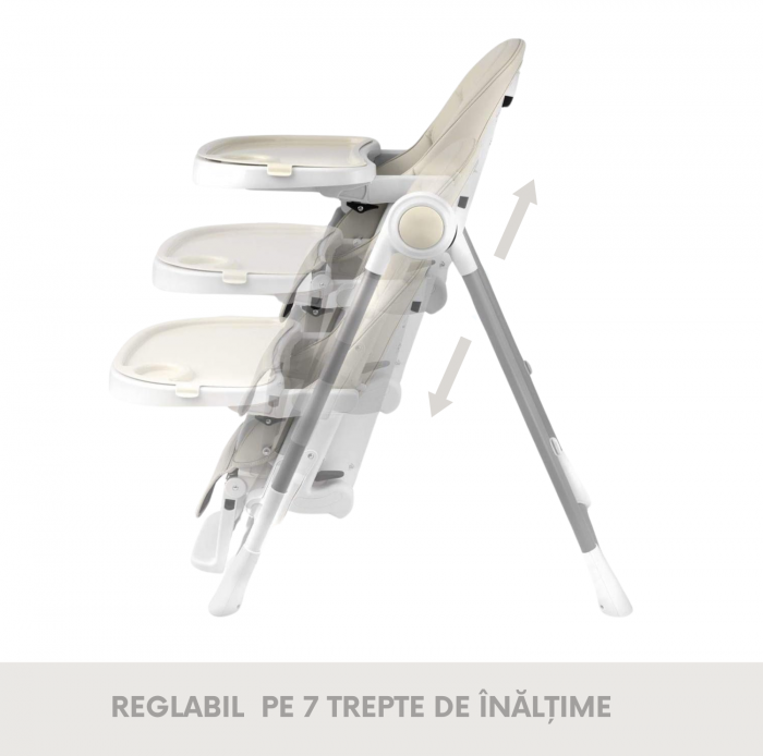 Scaun de masa bebe multifunctional eGROW® PRIME, pliabil, inaltime reglabila, spatar si suport picioare reglabile, pozitie de somn, centura de siguranta, tavita reglabila si detasabila, Crem [3]
