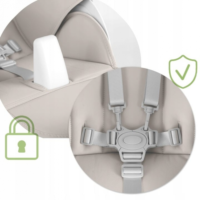 Scaun de masa bebe multifunctional eGROW® PRIME, pliabil, inaltime reglabila, spatar si suport picioare reglabile, pozitie de somn, centura de siguranta, tavita reglabila si detasabila, Crem [4]