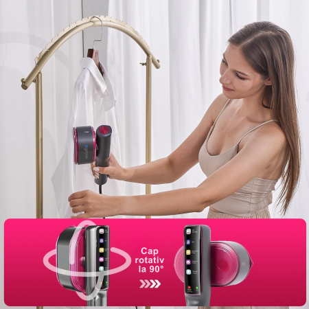 Aparat De Calcat Cu Abur 5 In 1, eGROW®, 1200W, 5 Moduri Reglabile, Afisaj LCD, Incalzire 15 Secunde, Vertical Si Orizontal, Functie Umeda/Uscata, Manusa Protectie Inclusa, Portabil Pentru Haine, Drap [4]