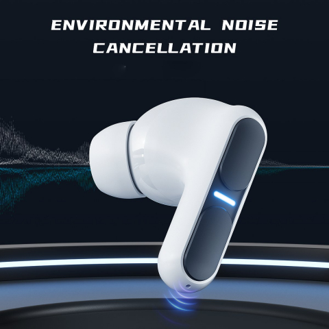 Casti Wireless Audio Zendo® THETA PRO, fara fir, Bluetooth 5.3, Microfon, Control tactil, Noise Cancelling, Carcasa magnetica, Rezistente la apa, Latenta redusa, Universale, Culoare Alb [6]