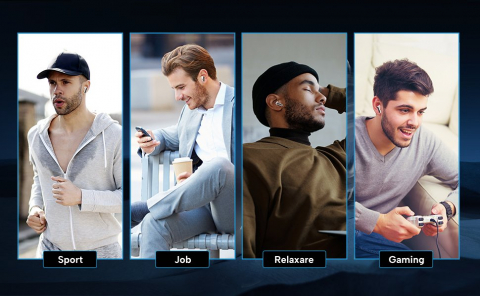 Casti Wireless Audio Zendo® THETA PRO, fara fir, Bluetooth 5.3, Microfon, Control tactil, Noise Cancelling, Carcasa magnetica, Rezistente la apa, Latenta redusa, Universale, Culoare Alb [9]