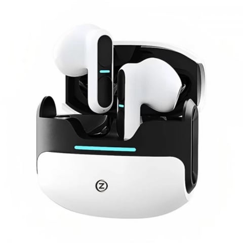 Casti wireless - Casti Wireless Audio Zendo® THETA PRO, fara fir, Bluetooth 5.3, Microfon, Control tactil, Noise Cancelling, Carcasa magnetica, Rezistente la apa, Latenta redusa, Universale, Culoare Alb