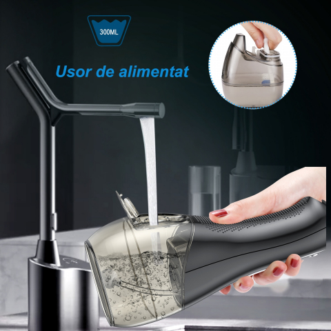 Irigator Oral Profesional pentru Dus Bucal H2ofloss® Premium, 10 duze, 5 trepte de presiune, Baterie 2500mAh, Gravity Ball, 1200 pulsatii/minut, Protectie supraincalzire, Rezistenta la apa IPX7, Negru [7]