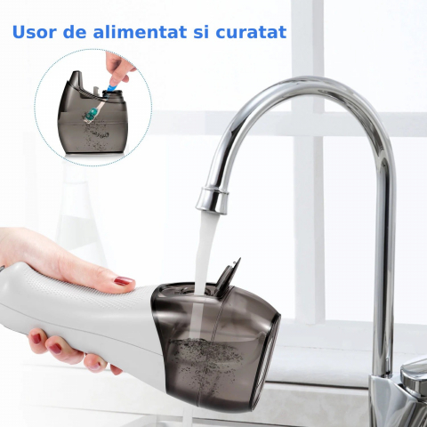 Irigator Oral Profesional pentru Dus Bucal H2ofloss® Premium, 10 duze, 5 trepte de presiune, Baterie 2500mAh, Gravity Ball, 1200 pulsatii/minut, Protectie supraincalzire, Rezistenta la apa IPX7, Alb [6]