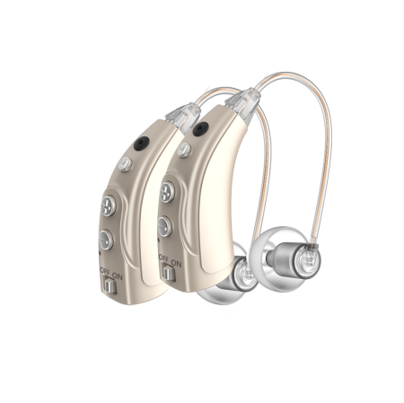 Aparate auditive - Set 2x Aparat Auditiv VHP-1714 Premium, Autonomie Acumulator 40h, 4 Olive, Reduce Zgomotul de Fundal, Hipoacuzie Medie-Severa, Chip Digital, 4 Moduri de Functionare, Volum ajustabil, 117dB