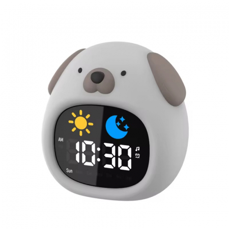 Ceasuri digitale smart copii - Ceas digital inteligent cu alarma pentru copii eGROW® Dog Touch, 8 culori, 6 melodii adormire, Sunete albe, 5 Nivele de volum, 2 Moduri de alarma, Control prin atingere, 5 Nivele ajustare luminozitate