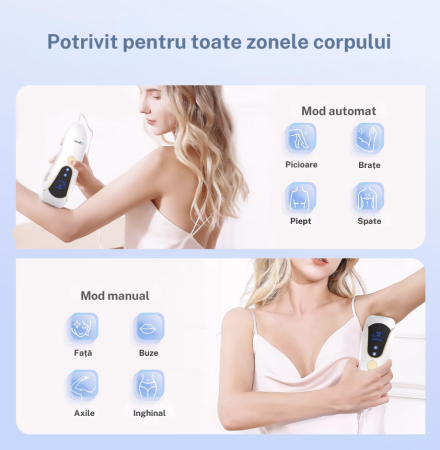 Epilator IPL eGROW® PRO SOFT SKIN, Pentru epilare definitiva fara durere, Tehnologie IPL, 9 Trepte de intensitate, 999.999 impulsuri, 3 Moduri de utilizare, Pentru femei si barbati, fata, corp, axila, [7]