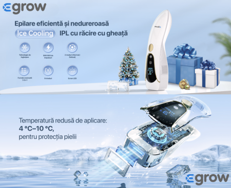 Epilator IPL eGROW® PRO SOFT SKIN, Pentru epilare definitiva fara durere, Tehnologie IPL, 9 Trepte de intensitate, 999.999 impulsuri, 3 Moduri de utilizare, Pentru femei si barbati, fata, corp, axila, [1]