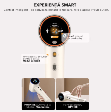 Uscator de Par Profesional eGROW® Uniorange H6, Ecran LCD, Anti-Electrizare, 5 Moduri de Uscare, 3 Trepte Temperatura, 2 Viteze, 110000 RPM, Tehnologie cu Plasma, Ioni Negativi Feon, Pornire/Oprire,Ro [7]