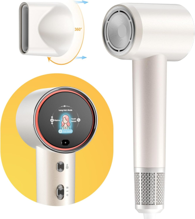 Uscator de Par Profesional eGROW® Uniorange H6, Ecran LCD, Anti-Electrizare, 5 Moduri de Uscare, 3 Trepte Temperatura, 2 Viteze, 110000 RPM, Tehnologie cu Plasma, Ioni Negativi Feon, Pornire/Oprire Au [2]