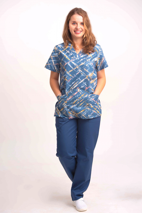 Bluza Bumbac Buline Pictate Fond Albastru [2]