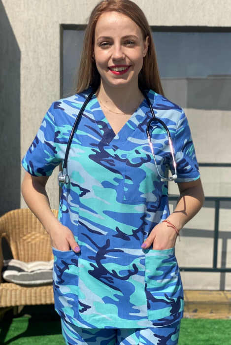 Bluza bumbac Camuflaj turquoise si albastru [4]