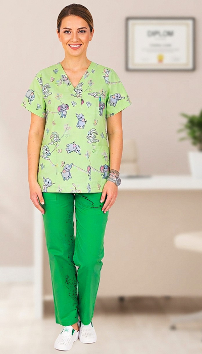 Bluza bumbac Elefantei si Iepurasi fond verde [6]