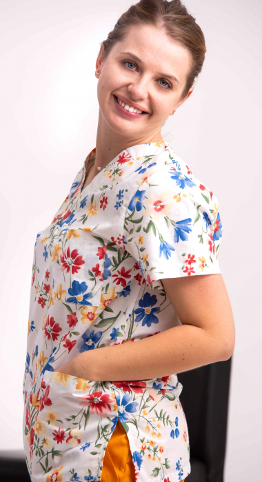 Bluza Bumbac Flori Albastre Si Rosii [2]