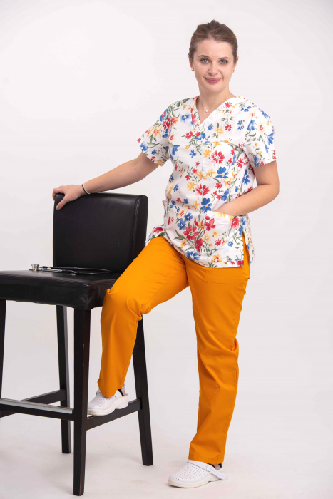 Bluza Bumbac Flori Albastre Si Rosii [4]
