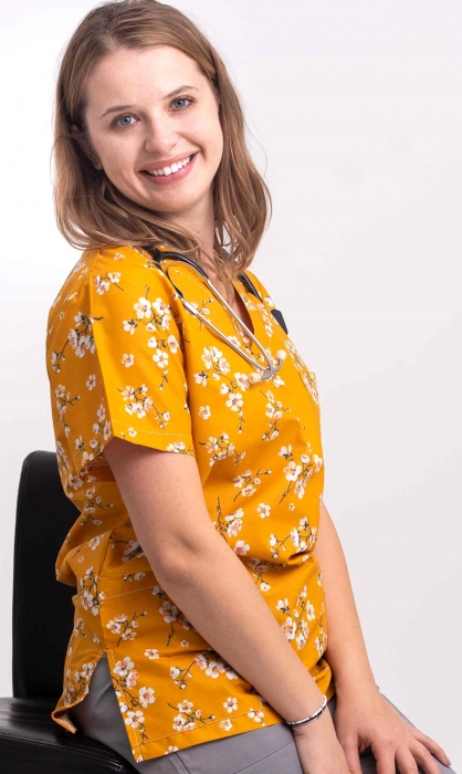 Bluza Bumbac Flori De Cires Fond Galben [2]