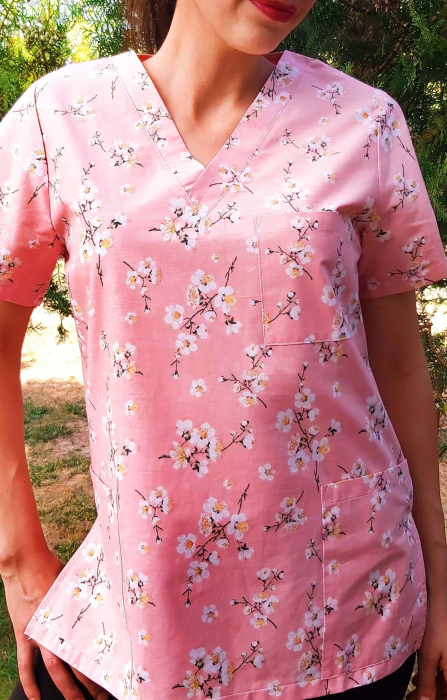 Bluza Bumbac Flori De Cires Fond Roz [5]