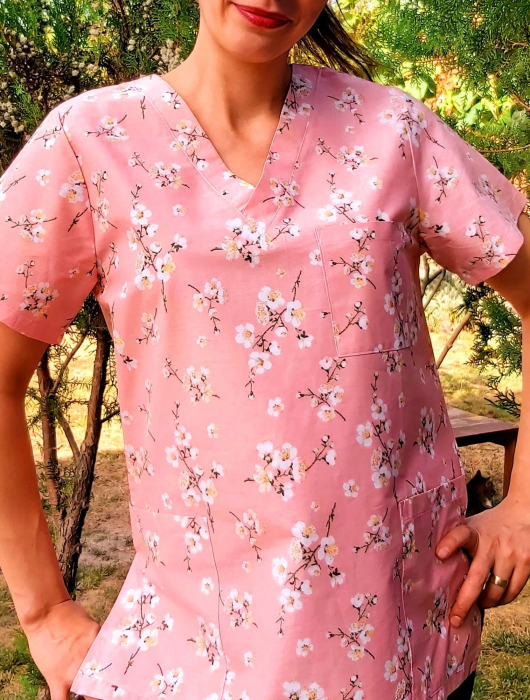 Bluza Bumbac Flori De Cires Fond Roz [4]