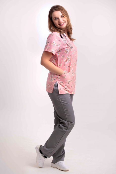 Bluza Bumbac Flori De Cires Fond Roz [3]
