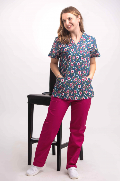 Bluza Bumbac Flori De Mar Fond Bleumarin [3]