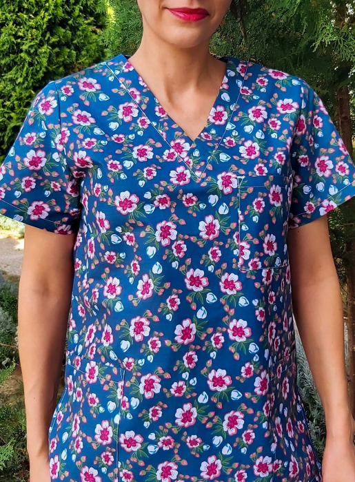 Bluza Bumbac Flori De Mar Fond Bleumarin [4]