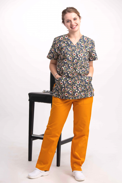 Bluza Bumbac Flori De Mar Fond Gri Inchis [3]
