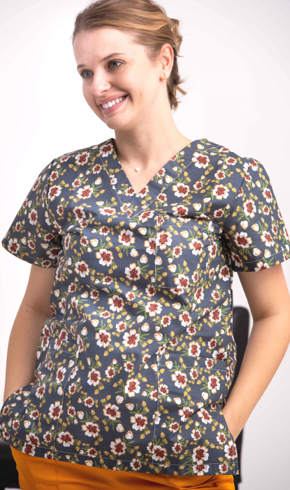 Bluza Bumbac Flori De Mar Fond Gri Inchis [2]