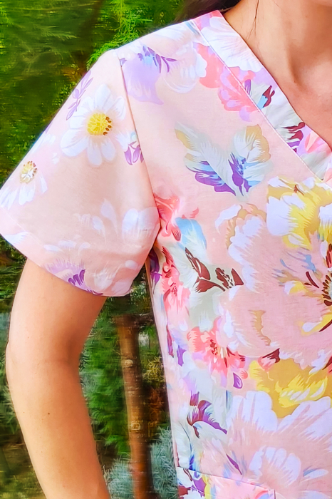 Bluza Bumbac Flori Mari Fond Roz [4]