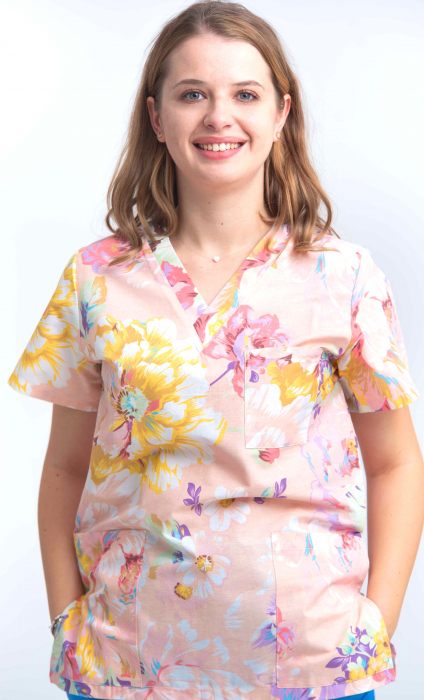 Bluza Bumbac Flori Mari Fond Roz [2]