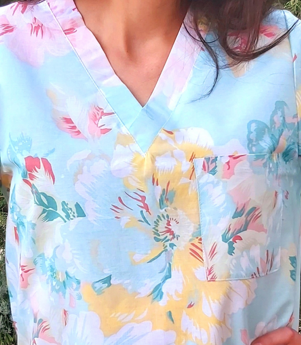 Bluza Bumbac Flori Mari Fond Vernil [5]