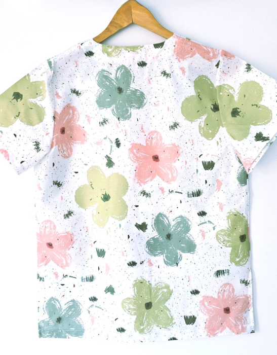 bluza-bumbac-flori-pictate-portocalii-si-verzi [2]