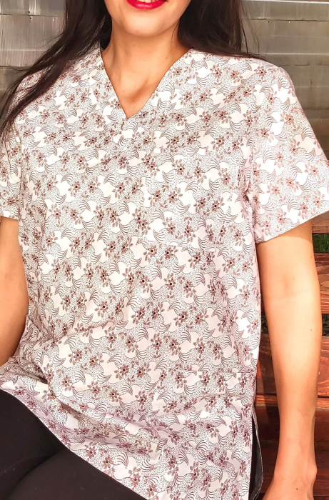 Bluza Bumbac Floricele Grena Fond Alb [5]
