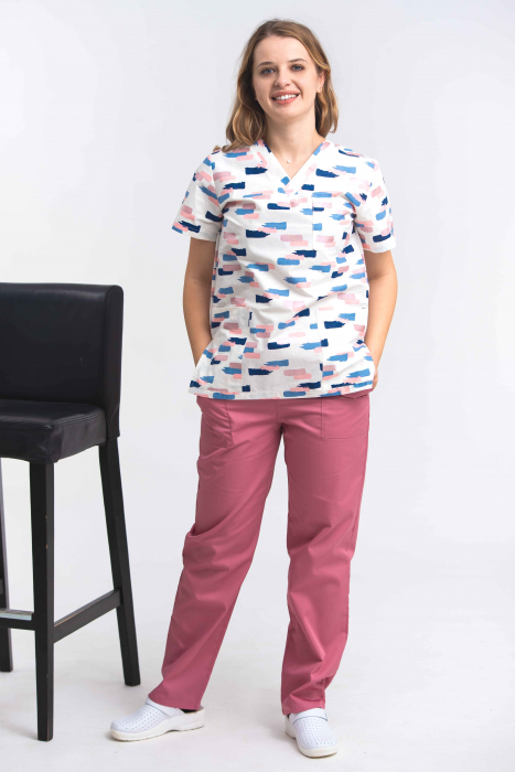 Bluza Bumbac Geometrie Roz [3]